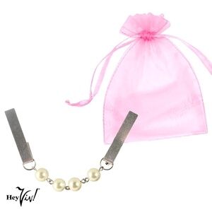 Pearl Sweater Guard Cardigan Clip 50s Style Silver in Organza Gift Bag - Hey Viv